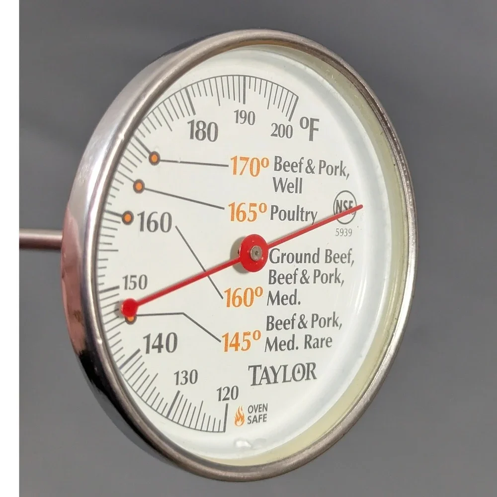 Vintage Taylor 5939 Meat Thermometer Stainless Steel Analog Oven Safe NSF 5 Inch
